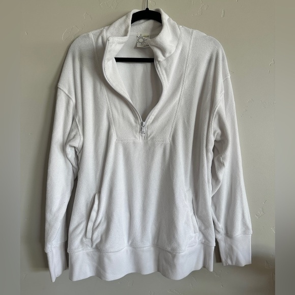 aerie Tops - Aerie offline terry cloth quarter zip sweatshirt sz M white